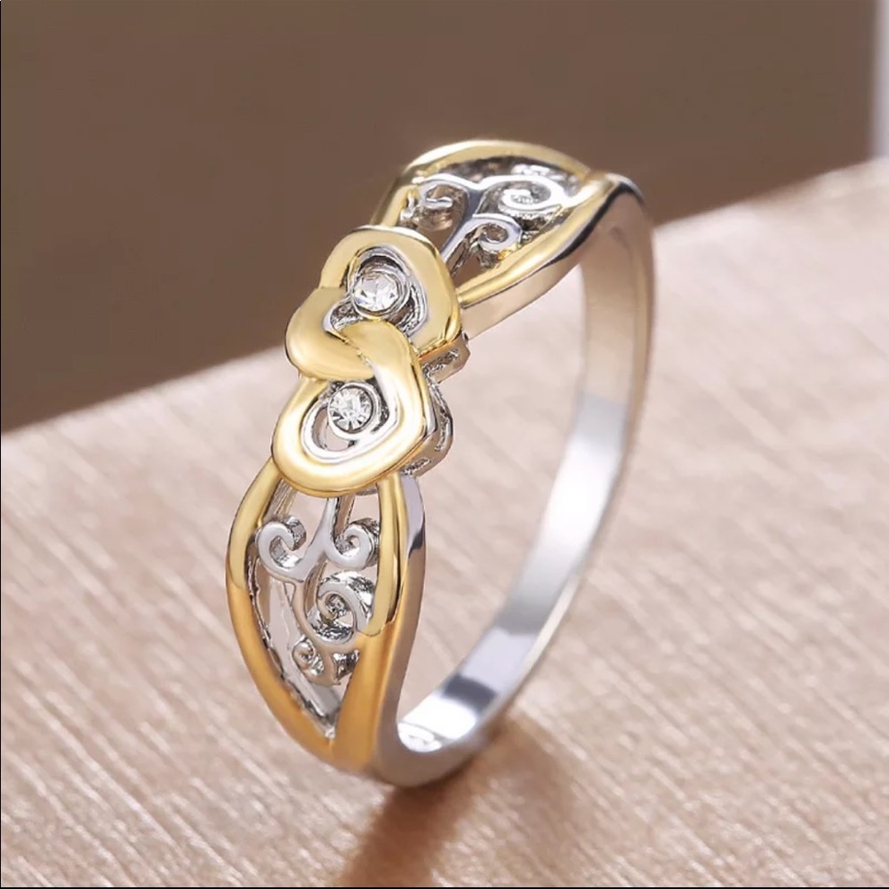New Two Tone 925 Silver Beautiful Romantic Ring - Picture 1 of 6